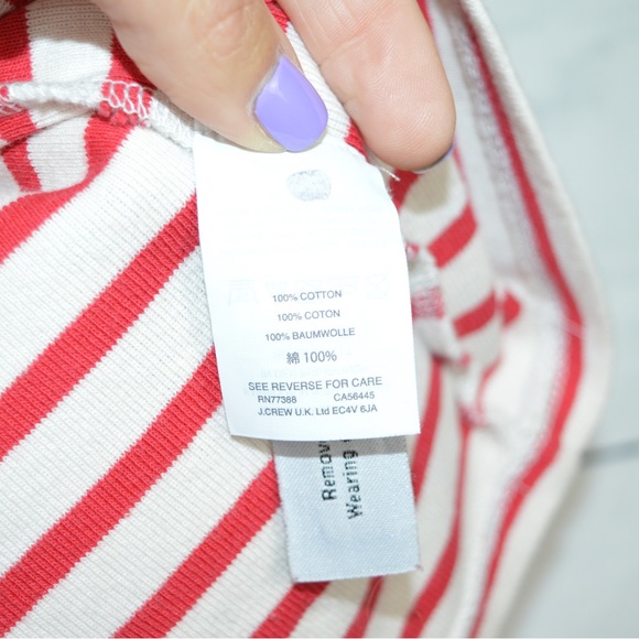 J.Crew | Red White Strip Long Bell Sleeve Blouse Shirt Women’s Size XXS - Picture 7 of 10